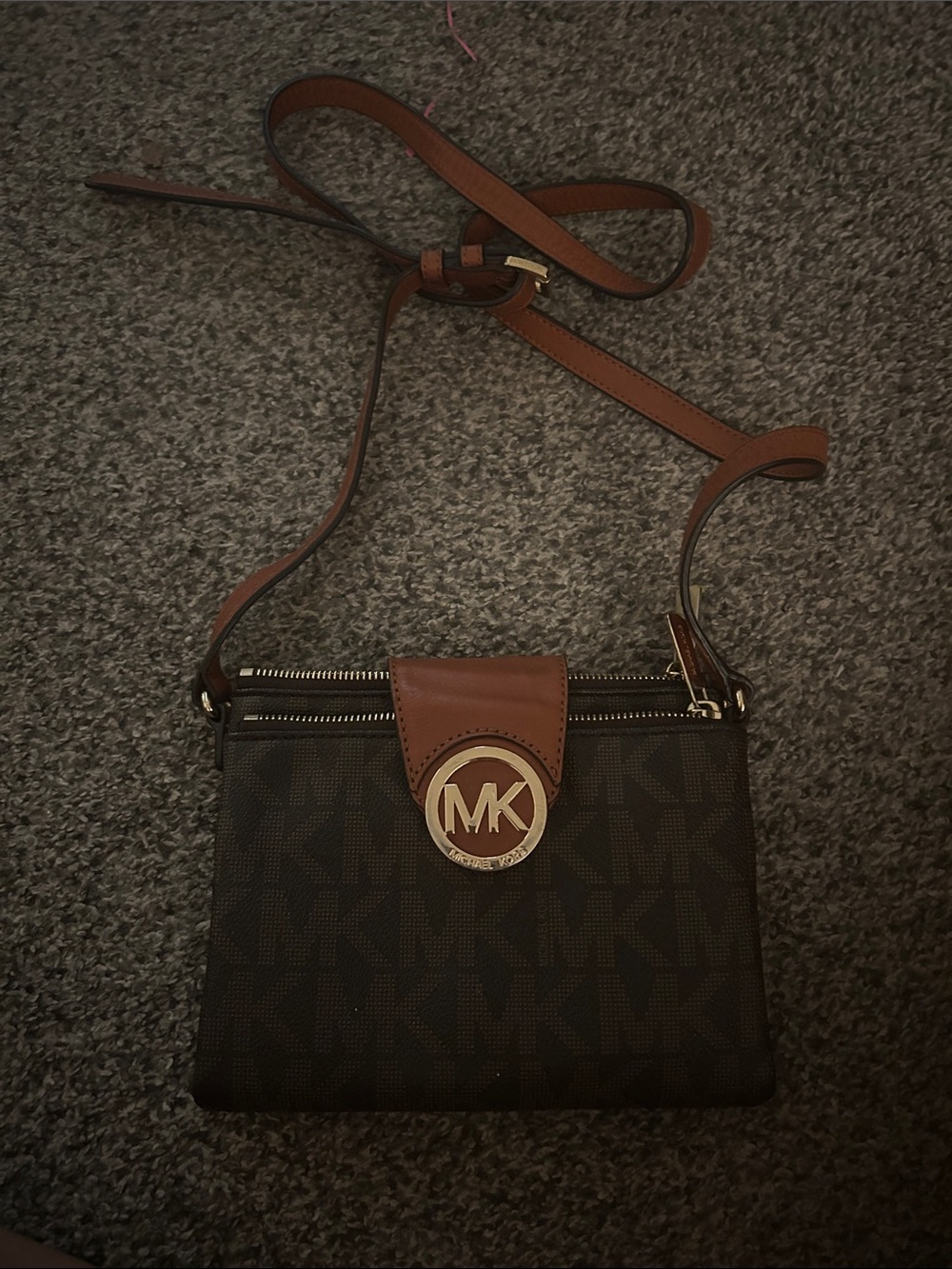 Michael Kors Brown and Tan Signature Crossbody Bag